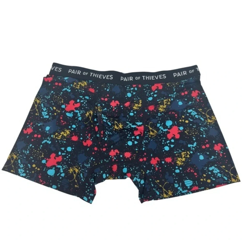 Pair of Thieves‎ Mens SuperFit Boxer Briefs Navy Paint Splatter Mesh Size Large